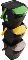 KADAX - Recycling-emmer, 25 liter afvalemmer/prullenbak met deksel - afvalemmerset voor gemakkelijke afvalscheiding, afvalverzamelaar, afvalscheider voor biologisch afval, papier, glas - 3x25L