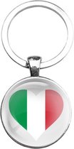 Sleutelhanger Glas - Hart Vlag Italië