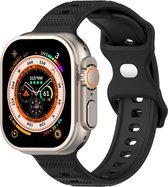 Siliconen bandje - geschikt voor Apple Watch series 1/2/3/4/5/6/7/8/9/SE/SE 2/Ultra/Ultra 2 met case size 42 mm / 44 mm / 45 mm / 49 mm - zwart