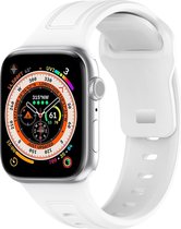 Siliconen bandje - geschikt voor Apple Watch series 1/2/3/4/5/6/7/8/9/SE/SE 2/Ultra/Ultra 2 met case size 42 mm / 44 mm / 45 mm / 49 mm - wit