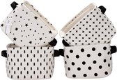 Mini boîte de rangement carrée pliable, gris et blanc, boîte de rangement en tissu 100 % lin et coton, paniers de rangement, organisateurs pour étagères et tables d'écriture – Lot de 4