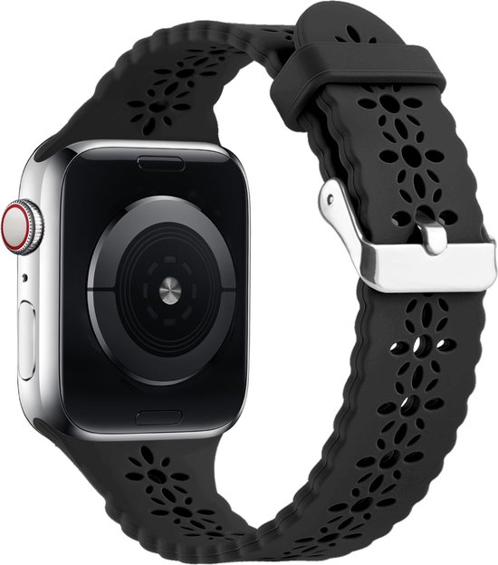 Bandje geschikt voor Geschikt voor Apple Watch bandje siliconen bandje met patroon (zwart) - Voor modellen: 38/40/41mm Incl. Oplader geschikt voor Geschikt voor Apple Watch 1/2/3/4/5/6/7/8/9/Ultra - Oplaadkabel - Kabel