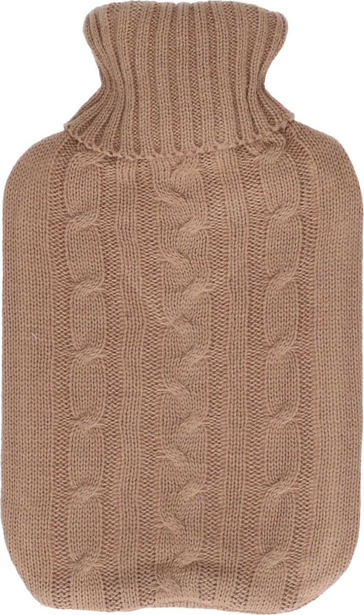 Goedkoopste H&S Collection Warmwaterkruik - met zacht gebreide hoes - bruin - 1,75L - kruik
