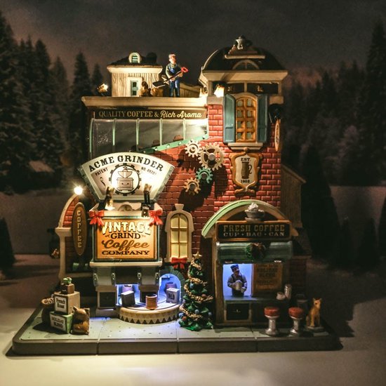 Lemax Vintage Grind Coffee Company With 4.5v Adapt Kersthuisjes