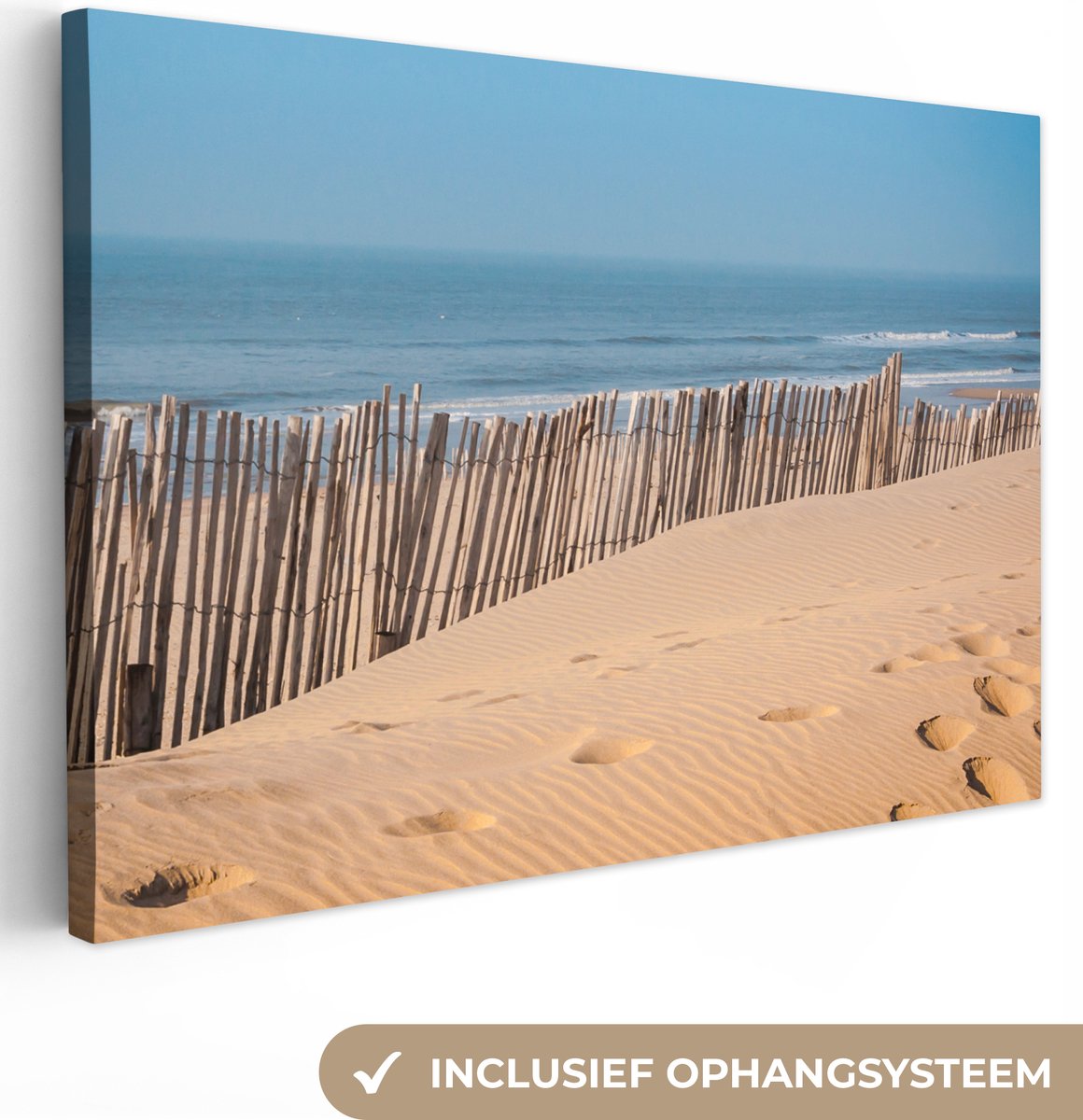 Canvas schilderij 150x100 cm - Wanddecoratie Strand - Zee - Palen - Muurdecoratie woonkame