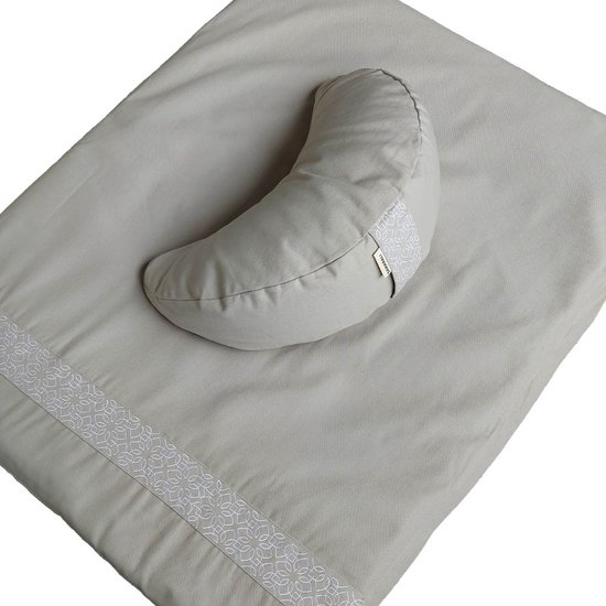 Samarali Zafu Zabuton set met wigkussen - Comfortabele meditatie-ondersteuning, biologisch katoen (GOTS-gecertificeerd) - Stijlvol en duurzaam, grijs kasteel van Samarali — afbeelding 3
