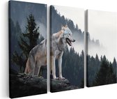 Artaza Canvas Schilderij Drieluik Grijze Wolf In De Bossen - 60x40 - Klein - Foto Op Canvas - Canvas Print