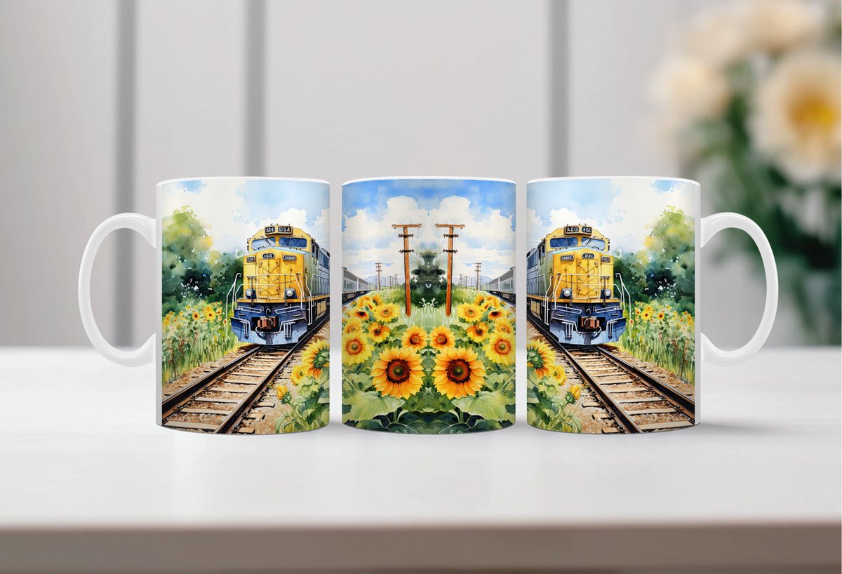 Auqarel koffiemok Treinen 4