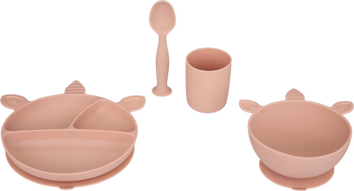 Atmosphera Kids servies set eenhoorn - Roze - Silicone