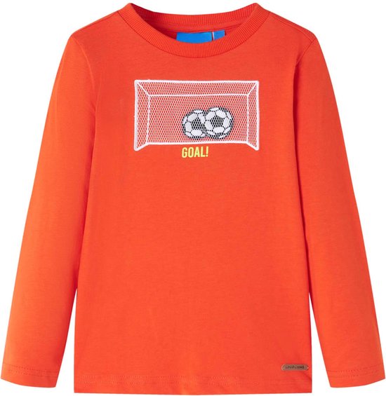 vidaXL-Kindershirt-met-lange-mouwen-voetbaldoelprint-104-feloranje