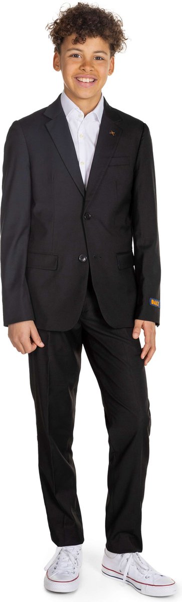 OppoSuits Daily Deep Black - Casual Tiener Pak - Voor Bruiloften, Schoolfeesten en Casual Chic - Inclusief Pantalon en Blazer - Zwart - Maat: EU 158/164 - 14 Jaar