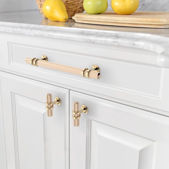 FURNIWARE 10 stuks kastknoppen gekartelde meubelknoppen messing ladeknoppen moderne massieve meubelgrepen deur keukenbeslag kastknoppen enkel gat handvat voor kast, kledingkast