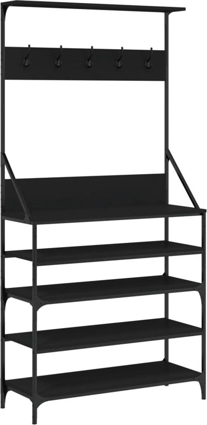 vidaXL Kledingrek met schoenenrek 70x34x184 cm grijs sonoma