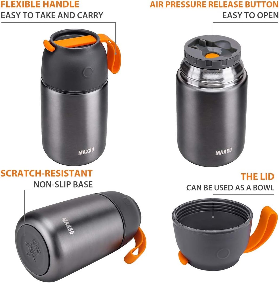 Thermocontainer voor eten, 500 ml, roestvrij staal, thermos