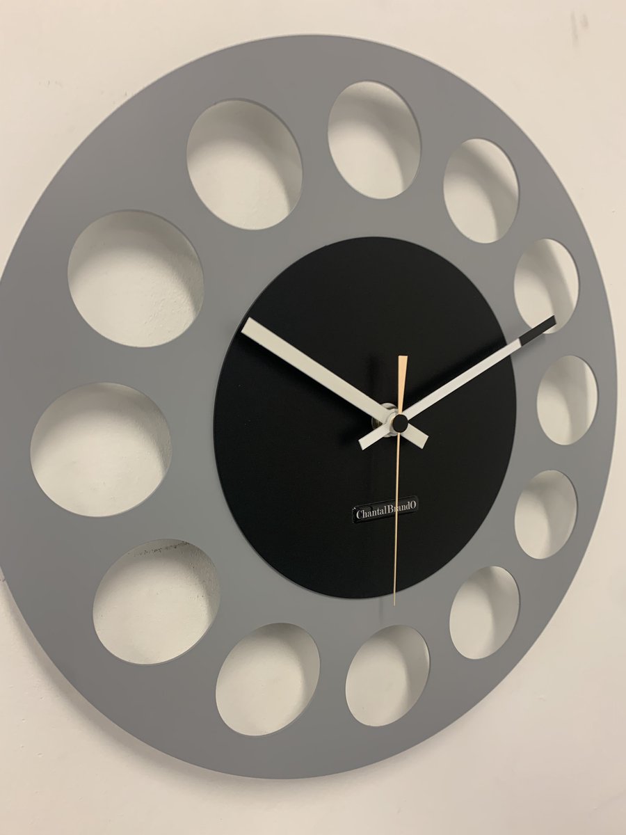 Wandklok CHANTALBRANDO -- GREY & BLACK TORNADO 40 -- MODERN DESIGN --