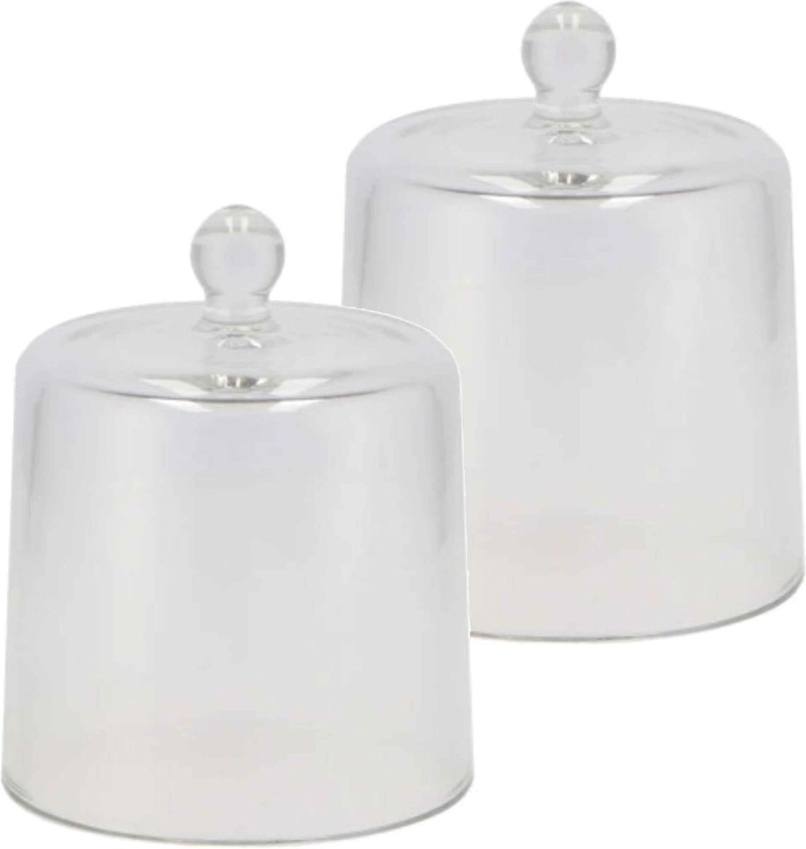 DK Design Decoratie stolp klein - 2x stuks - transparant glas - D13 x H16 cm - cloche stolpen