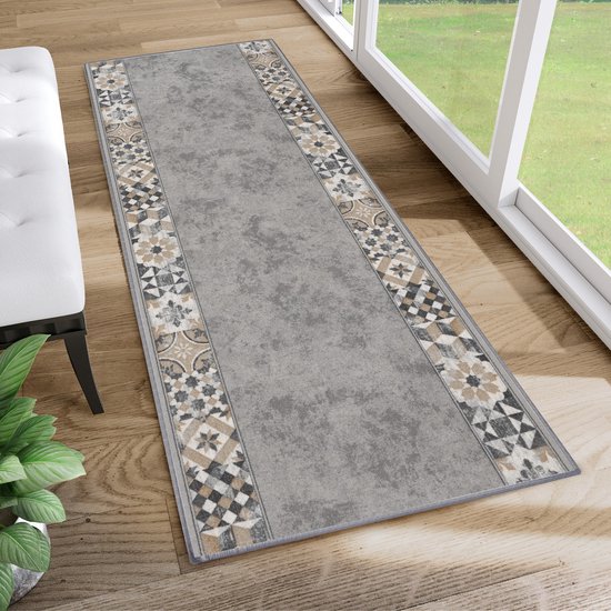 Tapiso – tapis de couloir en caoutchouc antidérapant, gris clair, pour couloir, salon, taille 80x400