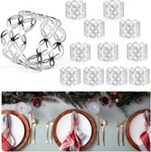 Pack of 12 Christmas Napkin Rings Metal Napkin Buckles Silver Napkin Rings Vintage Christmas Table Decoration Napkin Holder for Christmas Party, Candlelight Dinner