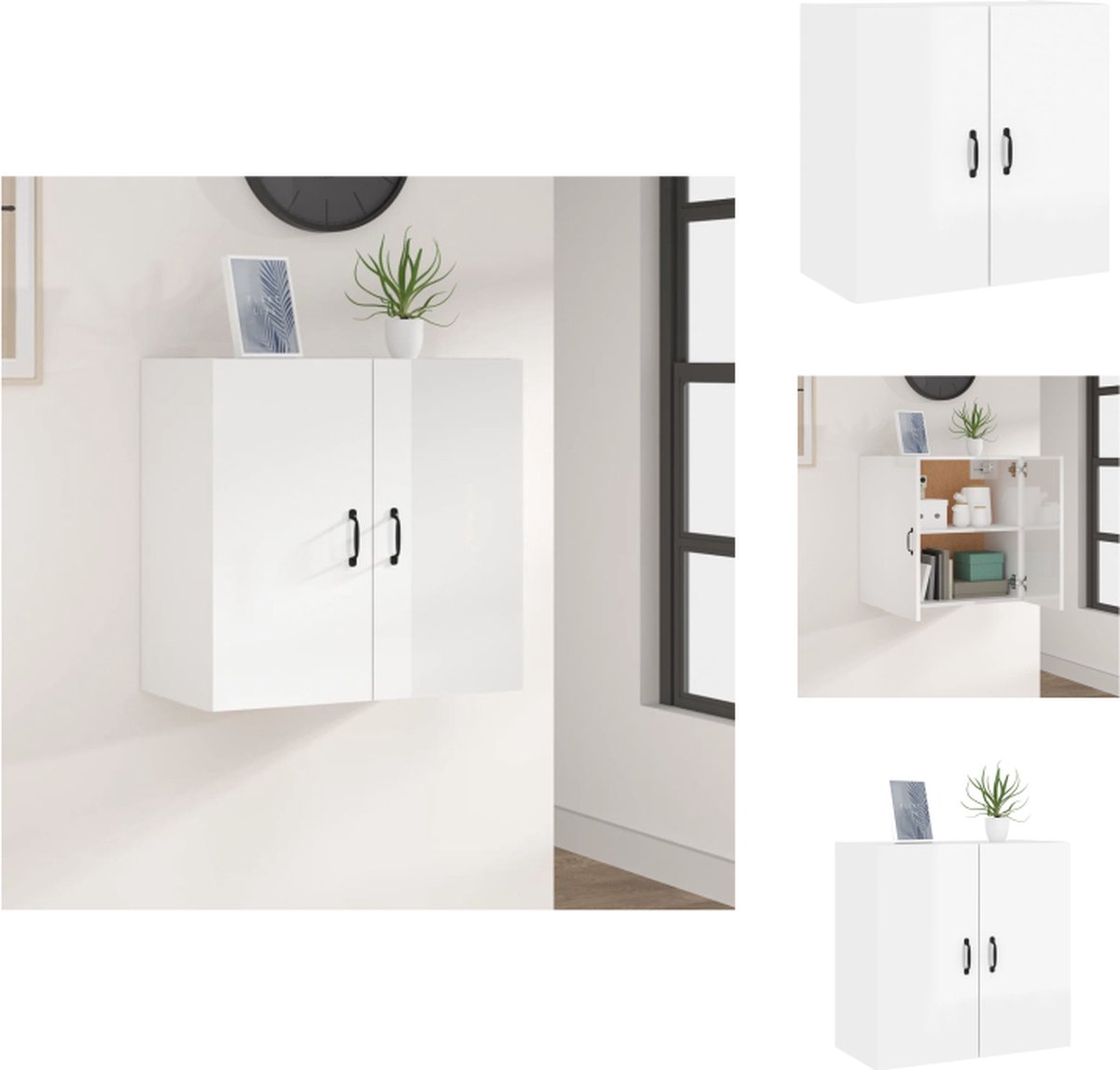 VidaXL Wandkast Hoogglans wit 60 x 31 x 60 cm bewerkt hout Kast