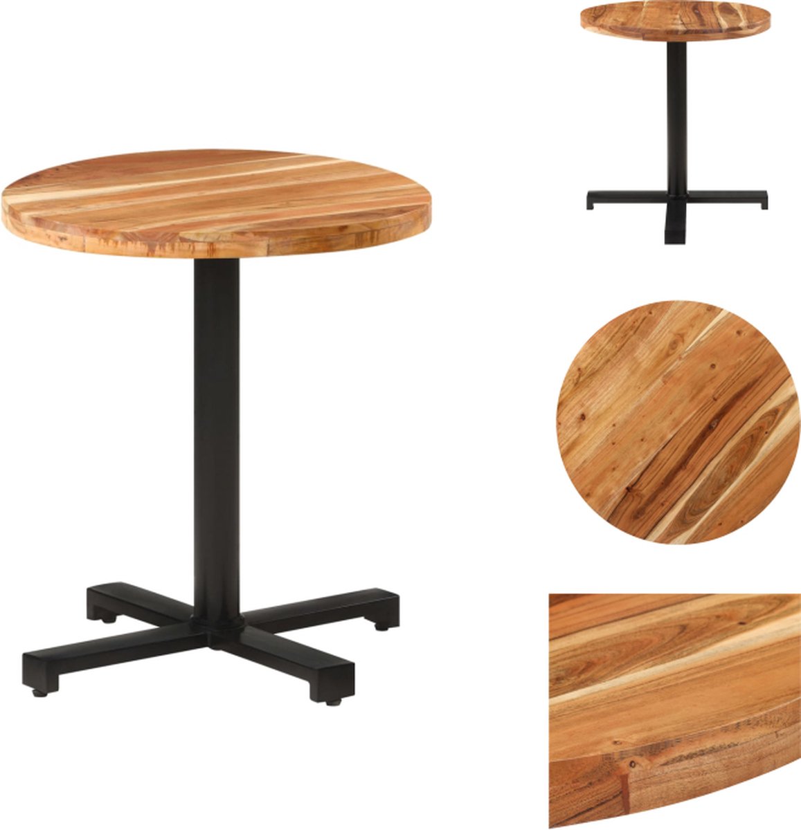 vidaXL Bistrotafel - rond - Ø70x75 - cm - massief - acaciahout Bruin