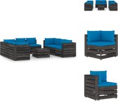 vidaXL Pallet Loungeset - Grenenhout - Hoekbank- 69 x 70 x 66 cm - Middenbank- 60 x 70 x 66 cm - Tafel- 60 x 62 x 37 cm - Tuinset