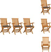 vidaXL tuinstoelenset - teakhout - 3 stoelen - 55x60x89 cm - inklapbaar - Tuinstoel