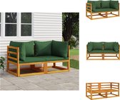 vidaXL Hoekbank Acaciahout - 141x70.5x65 cm - Groen - Modulair ontwerp - Tuinbank