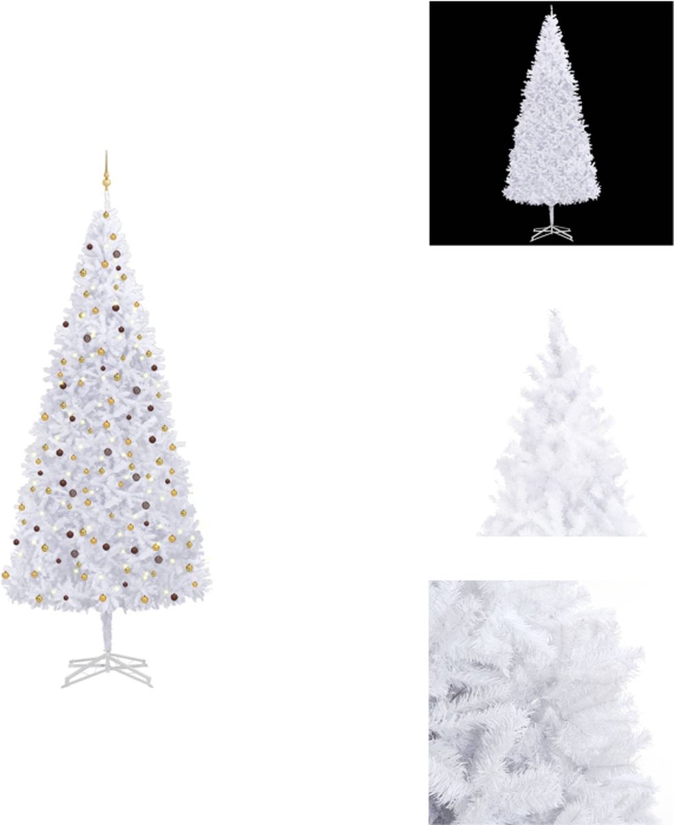 vidaXL Kunstkerstboom - PVC - LED-verlichting - 500 cm - Wit - Decoratieve kerstboom