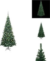 vidaXL Kunstkerstboom - 240 cm - Met LED-verlichting en versiering - Decoratieve kerstboom