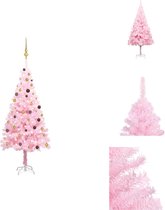 vidaXL Roze Kunstkerstboom - 210 cm - Met LED-verlichting - Decoratieve kerstboom