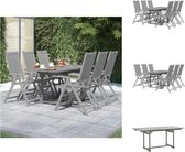 vidaXL Tuinmeubelset - Acaciahout - Uitschuifbare tafel - Verstelbare en inklapbare stoel - Grijs - 120-170x80x75 cm - Tuinset