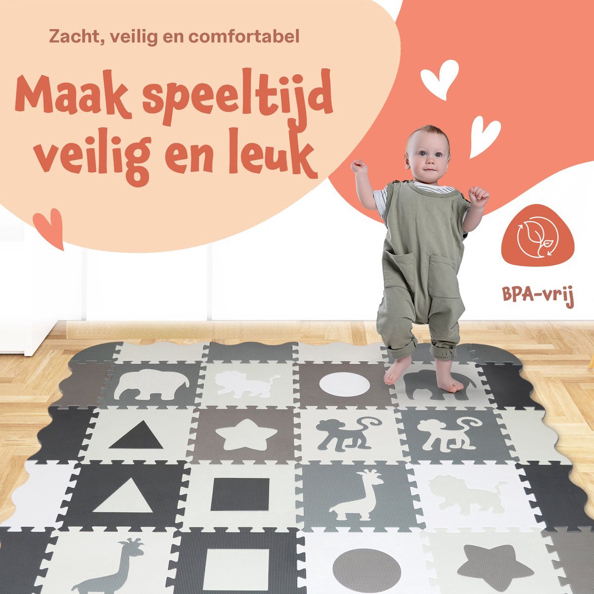 Bellettini® Speelmat voor Baby - Speelgoed 1 jaar - 36 Delige Puzzelmat - Kruipmat - Foam Tegels thumbnail 2