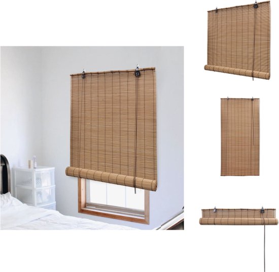 vidaXL Bamboe Rolgordijn - 140x220 cm - Privacy en Lichtfilterend - Bruin - Jaloezie