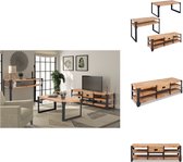 vidaXL Woonkamer Meubelset - Acacia Hout - Industriële Stijl - TV-meubel - Salontafel - Consoletafel - Bruin/Zwart - 140x40x45 - 100x60x45 - 120x40x85 cm - Bank