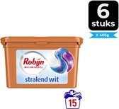 Robijn Wascapsules - 3-in-1 - Stralend Wit - 15 Stuks - Voordeelverpakking 6 stuks