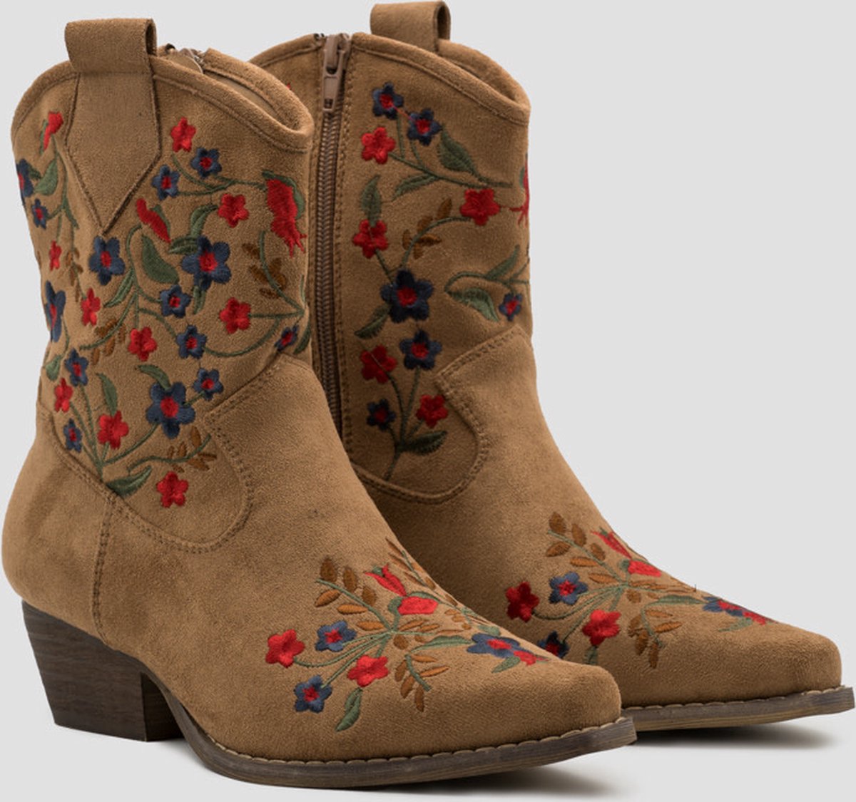 Dames Cowboylaarzen Kort - Camel - Suedine - Maat 36
