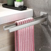 Towel Rail Drilling Stainless Steel Towel Rail Square Double Towel Holder Drilling Towel Holder Bathroom Kitchen Towel Holder Double Arm Bath Towel Holder Wall Silver 39 cm