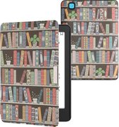 kwmobile hoes geschikt voor Kobo Aura Edition 2 - Magnetische sluiting - E reader cover in blauw / groen / roze - Zomerse bibliotheek design