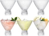 Set van 6 stemloze martini-glazen, 8oz vintage garnalencocktailglazen met zware voet, glazen dessertschalen ijskom voor martini, cocktail, margarita, dessert, ijs