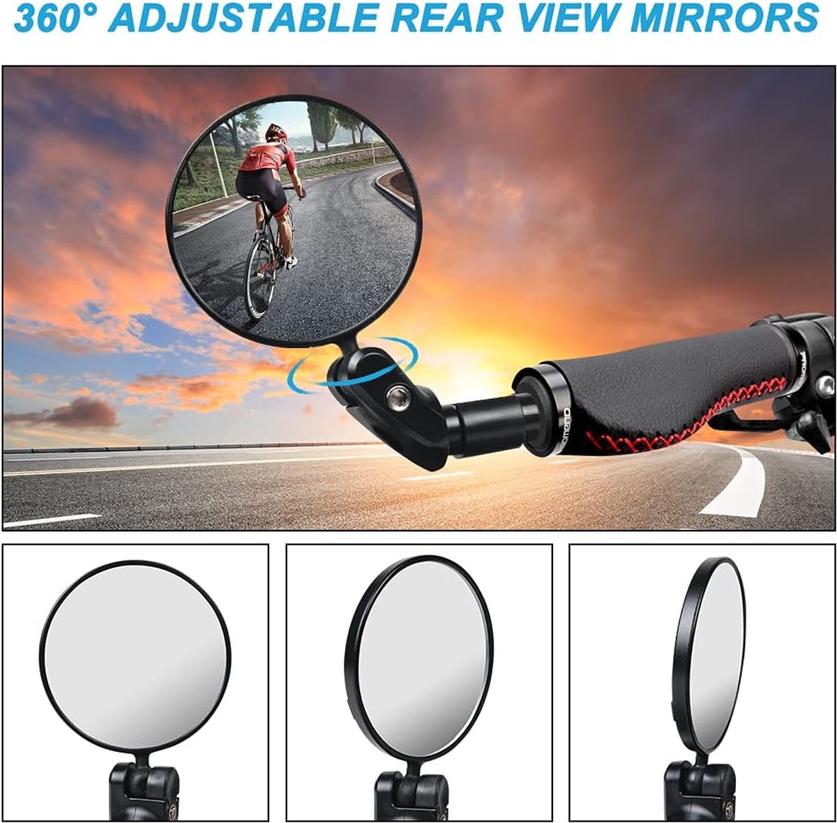 Fietsspiegel Set 2 Stuks – 360° Draaibaar, Universeel, ABS Kunststof, Voor Sturen 17,4-22 Mm