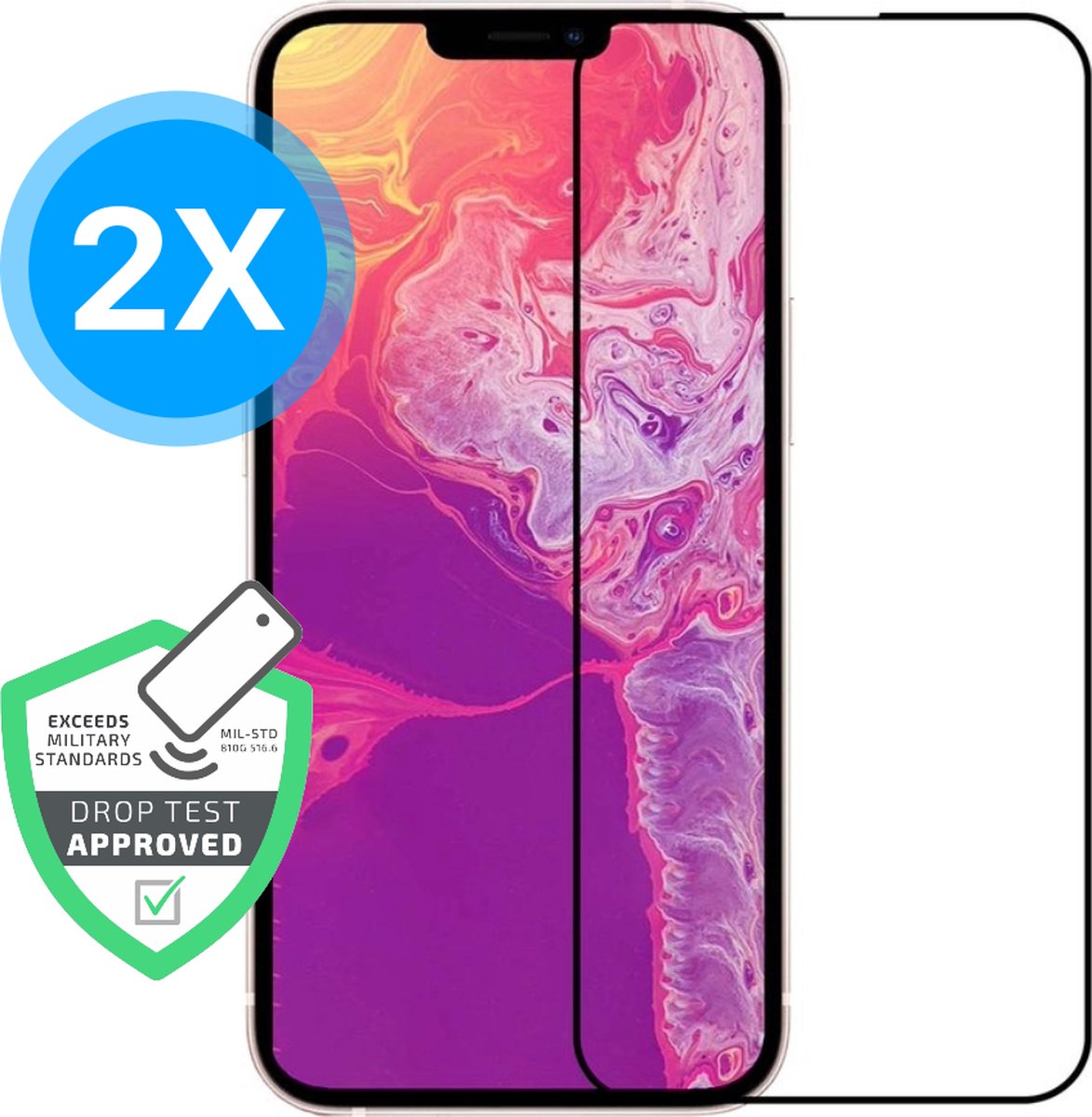 2x Screenprotector - Geschikt voor iPhone 13 - Screen Protector - Full Cover - Plakgarantie