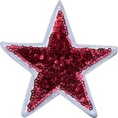 Ster Paillette Glitter Strijk Embleem Patch Rood 8.5 cm / 8.5 cm / Rood