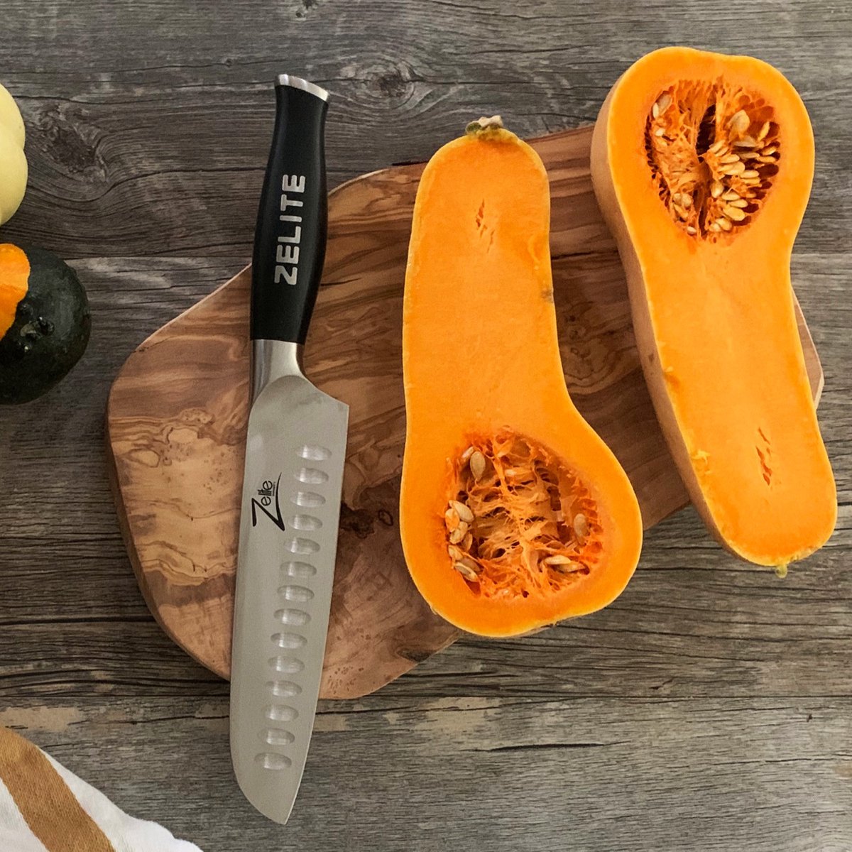 Zelite Santoku Koksmes, 17,8 cm Profi-mes van Duits roestvrij staal, Japans geïnspireerde scherpe messen voor keuken, Scherp koksmes voor thuis & horeca, Keukenmes extreem scherp