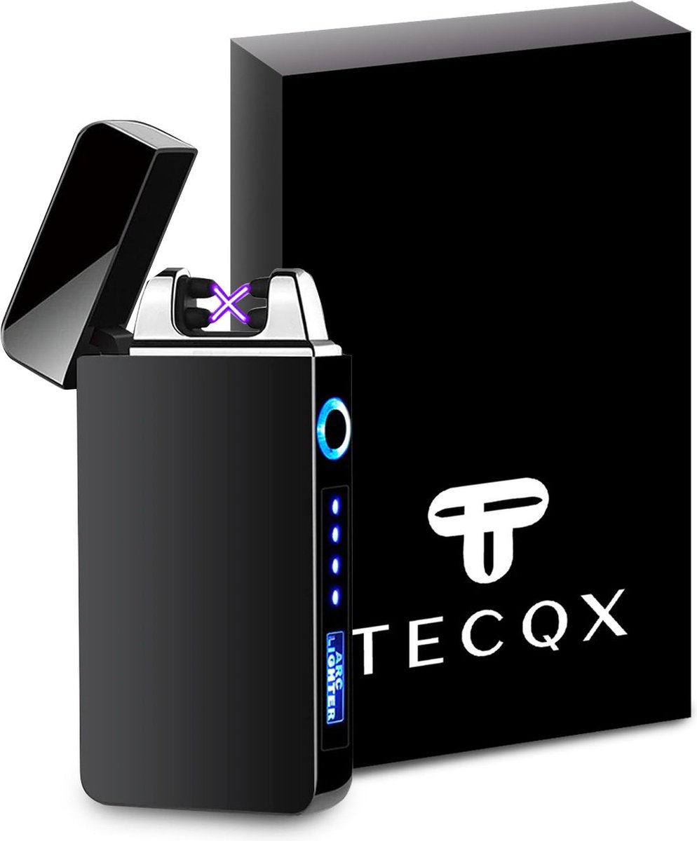 Goedkoopste TECQX Elektrische Plasma Aansteker - USB oplaadbaar - Storm Bestendig - Vuurwerk en sigaretten aansteker - BBQ en Kaarsen - Zwart