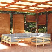 The Living Store Loungeset - Massief grenenhout - Grijs - 63.5 x 63.5 x 62.5 cm - Tuinmeubelset