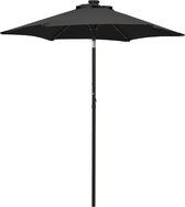 The Living Store Parasol - Zwart en Donkergrijs - 200 x 211 cm - Inklapbaar en Draagbaar - UV-beschermend - Aluminium paal - Met 12 LEDs