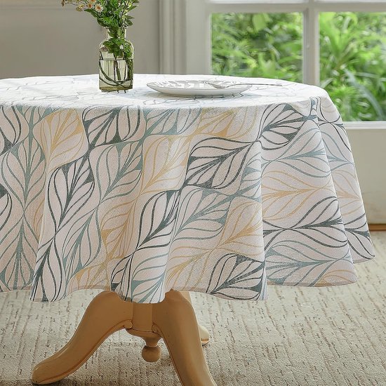 Feuilles rayées, nappe lavable, coton, lin, vintage, outdoor, ronde, 140  cm, convient... | bol