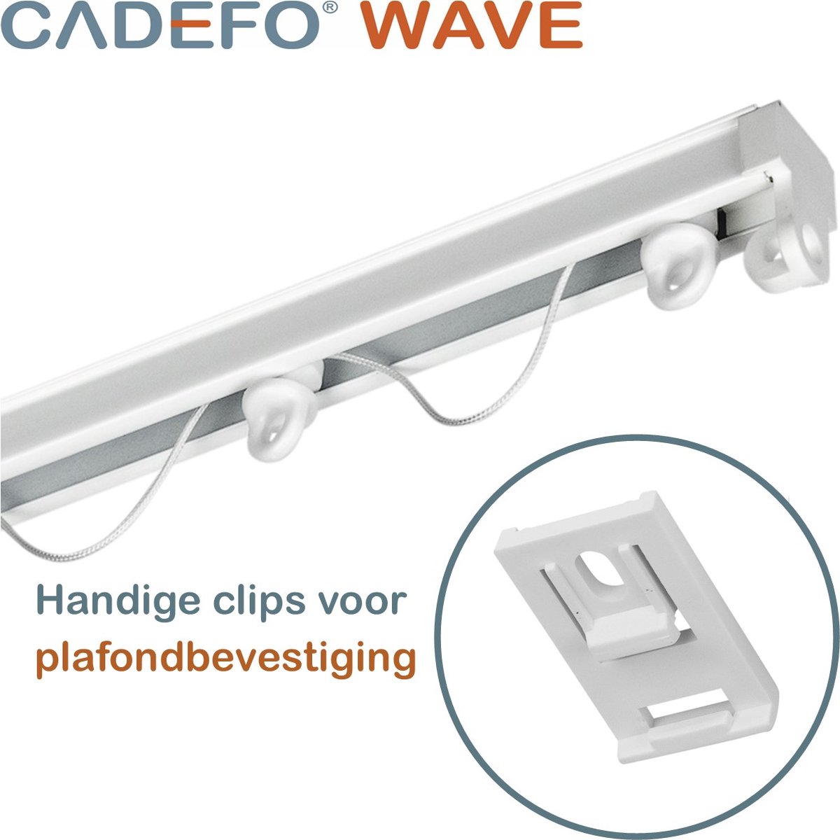 CADEFO WAVE (101 - 150 cm) Gordijnrails - Compleet op maat! - UIT 1 STUK - Leverbaar tot 6 meter - Plafondbevestiging - Lengte 127 cm