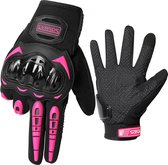 Motorhandschoenen, Volledige Vinger Beschermende Touch Screen Heren en Dames Racing Handschoenen voor Motorcross Roze L.