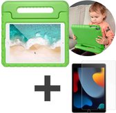 iMoshion Kidsproof Tablet Hoes Kinderen & Screenprotector Gehad Glas Geschikt voor Apple iPad 9 (2021) 9e generatie / iPad 8 (2020) 8e generatie / iPad 7 (2019) 7e generatie tablethoes - Groen